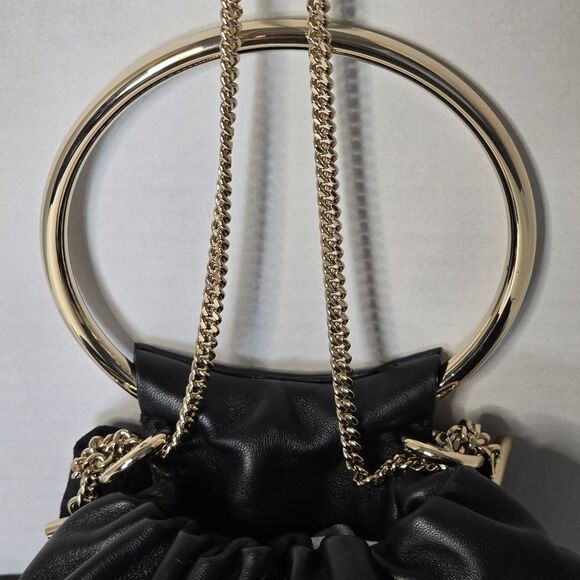 Chloe Arlene Black Lambskin Leather Drawstring Bracelet/Chain Hand/Shoulder Bag - Picture 4 of 12